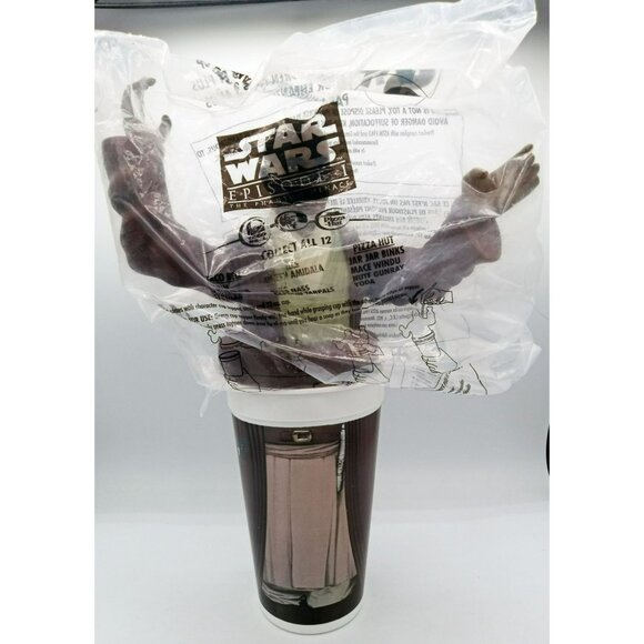 2 Mace Windu Star Wars Episode I Phantom Menace Fast Food Cups Tops Straw 1999 - Picture 10 of 15